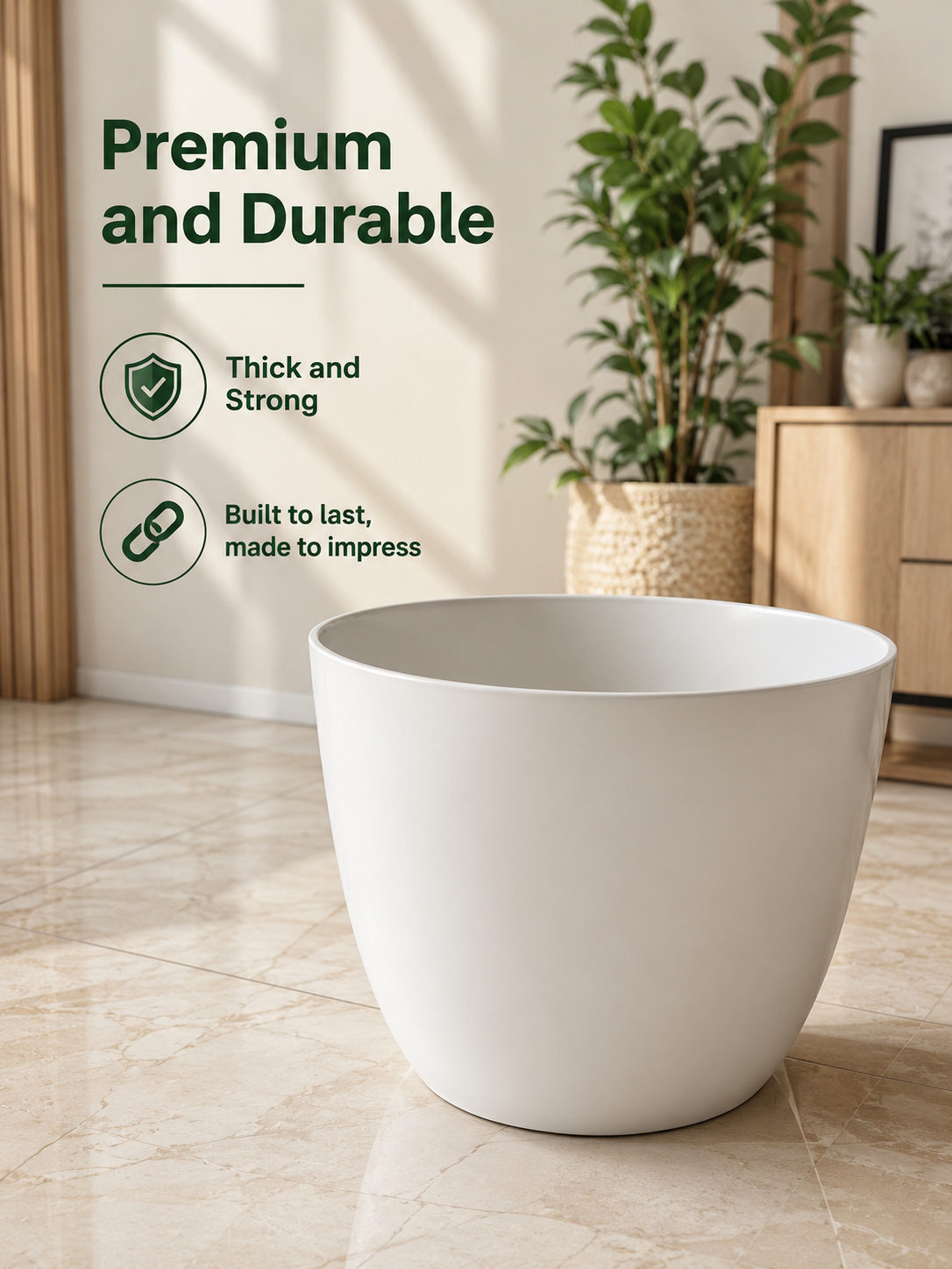 10 Inch Amrold Pot, White (Pack of 5)