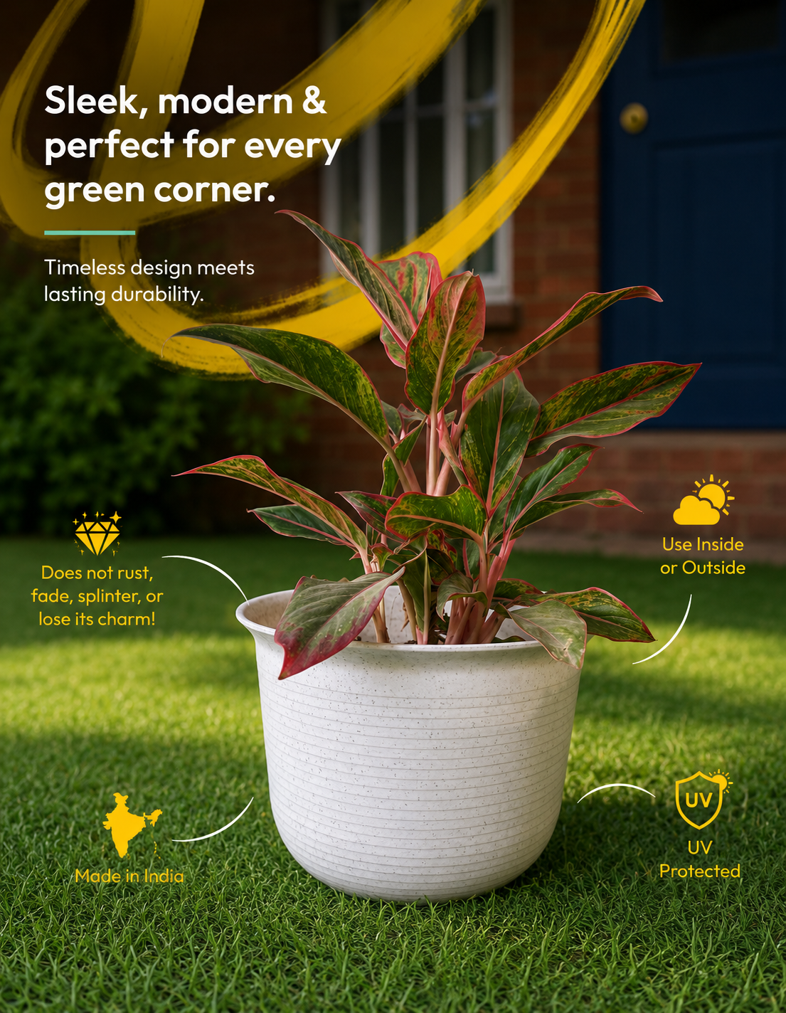 10 Inch Sunlight Pot, Marble Finish (Pack of 5)