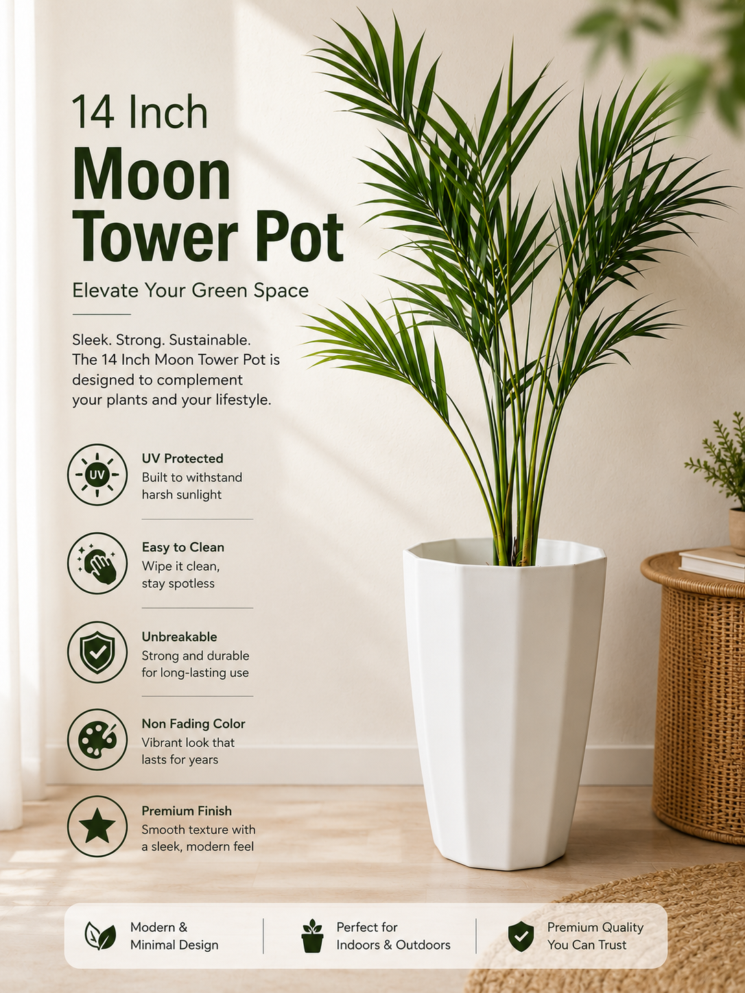 14 Inch Moon Tower Pot (Pack of 2)