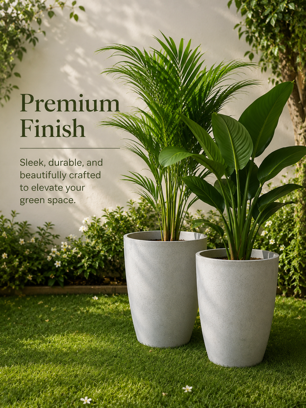 14 Inch Tower Pot, Marble Finish (Pack of 2)