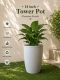 14 Inch Tower Pot, Marble Finish (Pack of 2)