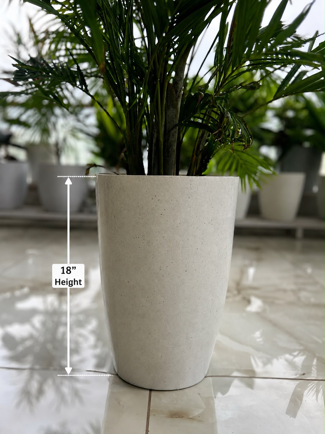 18 Inch Tower Pot, Marble Finish (Pack of 2)